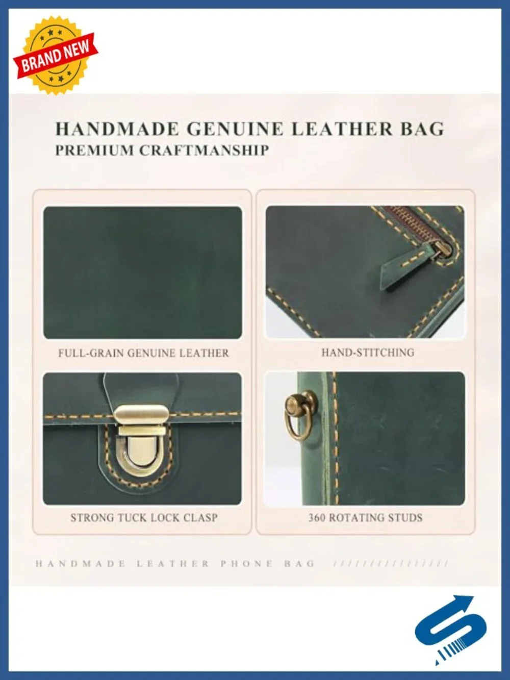 Vintage Genuine Leather Crossbody Bag, 3-in-1 Convertible Phone Wallet Purse
